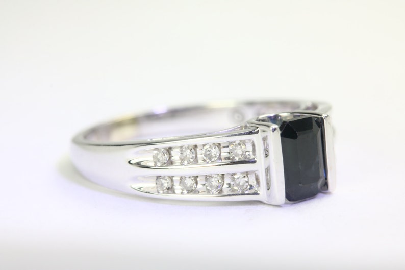 1.21 Carat 14K Gold Natural Dark Blue Sapphire and Diamond Ring for Engagement, Wedding, Anniversary Gifts