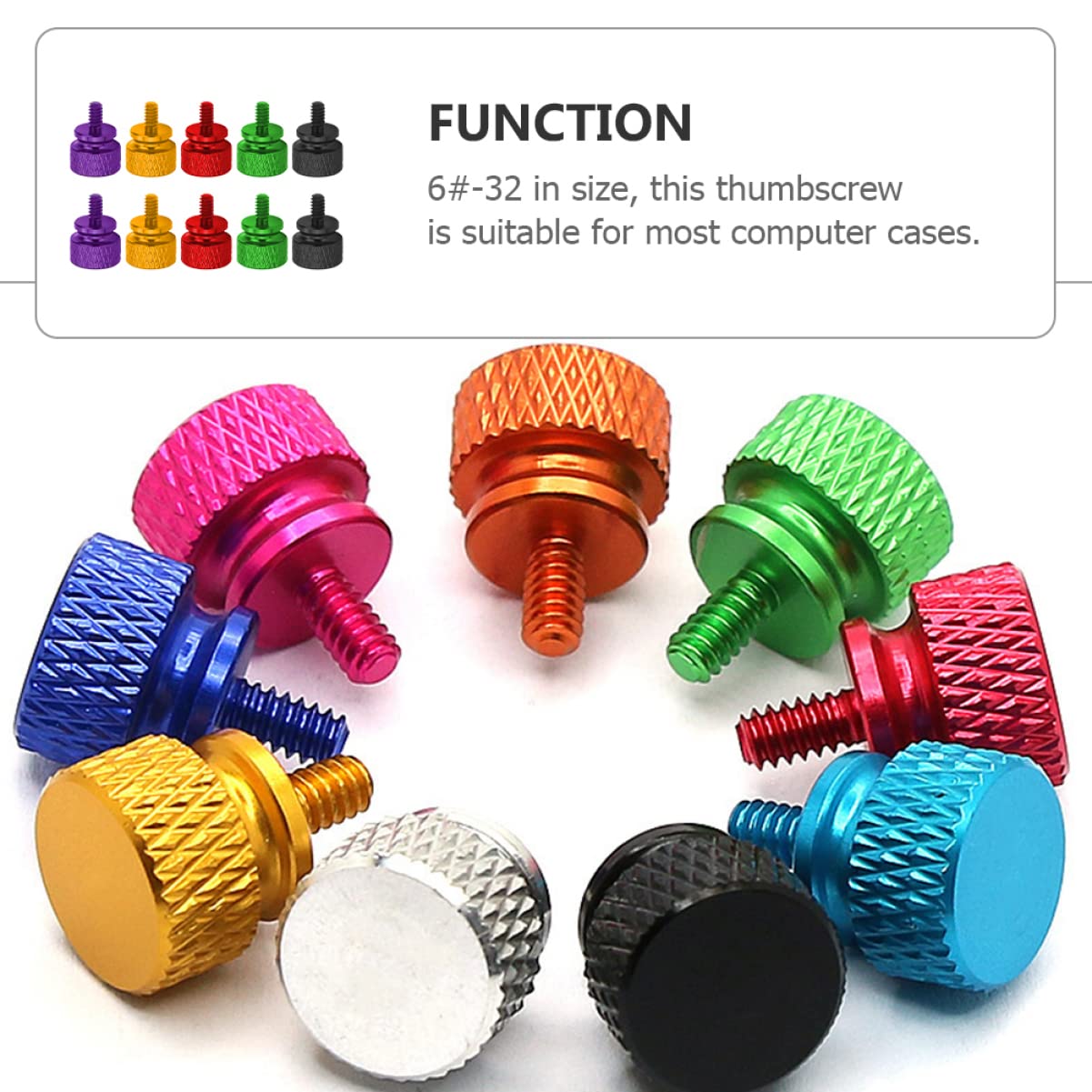 10PCS Aluminum Alloy Knurled Thumb Screws for Computer Case & Hard Drive - Durable Chassis Screws for PC Build, Repair, and DIY Projects - Perfect for Gaming Rigs, Workstations, and Server Racks