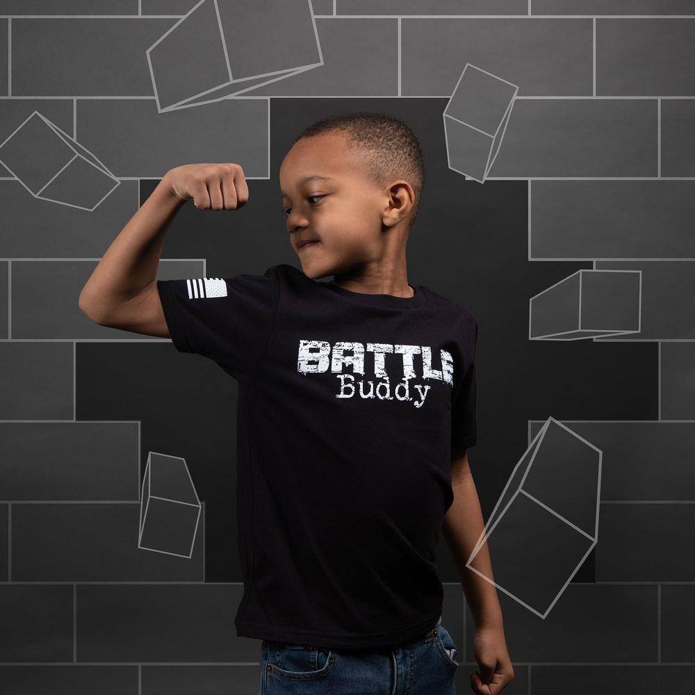 Youth Battle Buddy T-Shirt - Black | Cool Graphic Tee for Kids & Teens | Perfect for Casual Wear, School, and Outdoor Activities