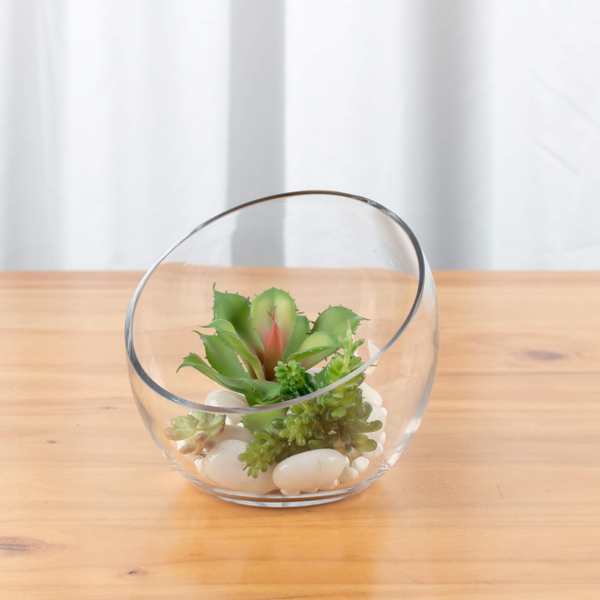 8 Pack Clear Glass Slant Cut Bowl Vase - 7