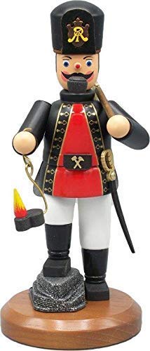 Authentic Erzgebirge Smoking Man Miner Figurine - 22cm Handcrafted German Christmas Decoration with LED Light | Perfect for Holiday Home Decor, Gift Giving & Collectibles