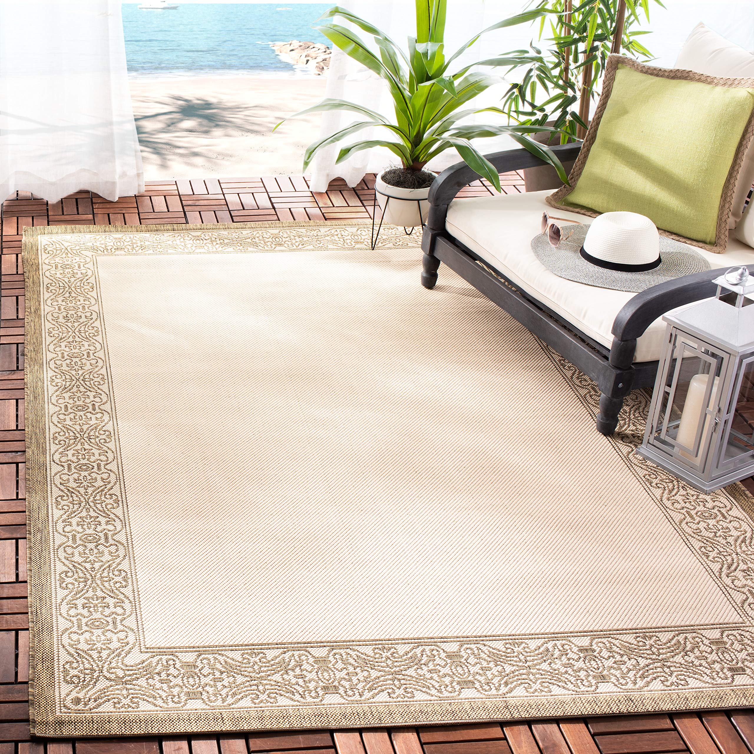 SAFAVIEH Courtyard Collection 8' x 11' Natural/Brown Indoor Outdoor Waterproof Rug - Easy Clean Area Carpet for Patio, Backyard, Mudroom & High Traffic Areas (CY2099)