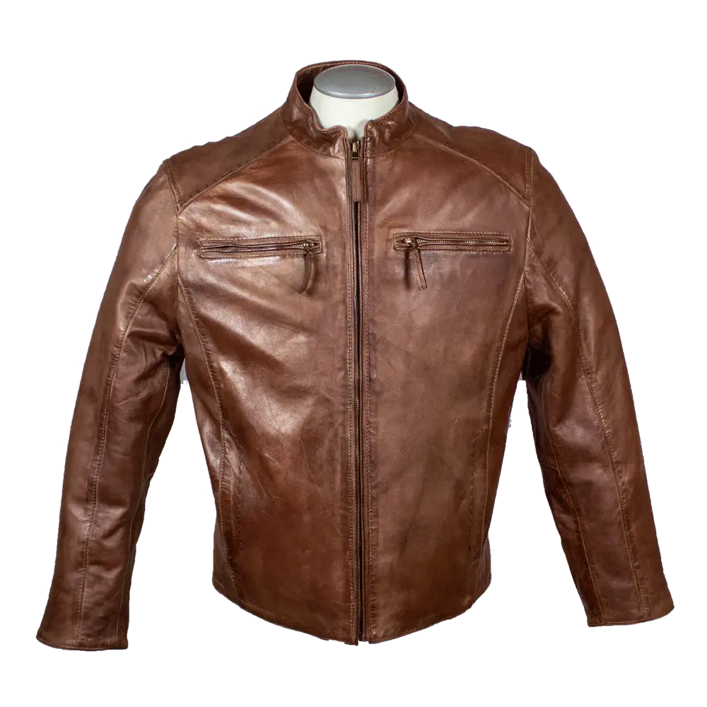 BOL Men's Racer Leather Jacket - Genuine Motorcycle Biker Jacket for Men, Stylish Slim Fit Black Leather Coat - Perfect for Riding, Casual Wear & Outdoor Adventures