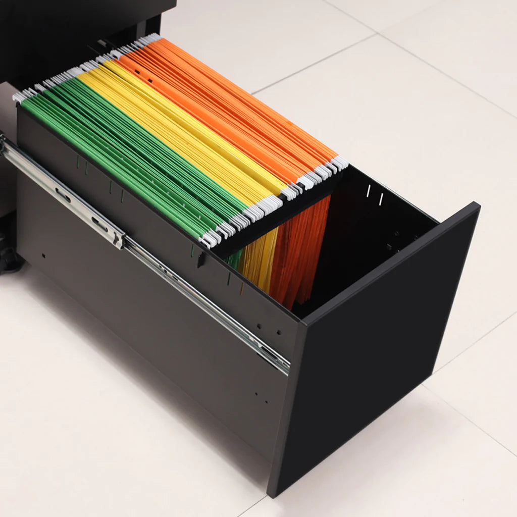 Mobel Milano 300 Slimline 2 Drawer Mobile File Storage Cabinet - Compact Office Organizer for Home & Workspace - Perfect for Documents, Files & Office Supplies Storage