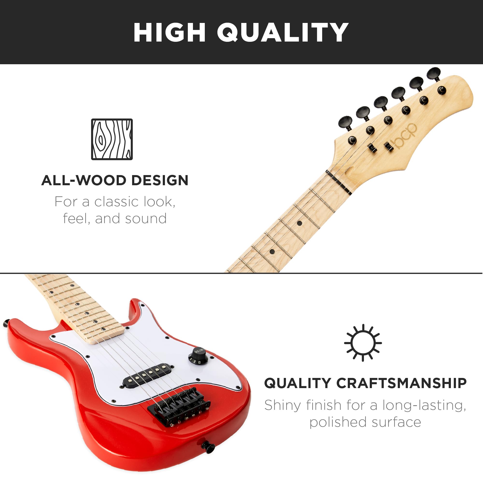 Best Choice Products 30-inch Kids Electric Guitar Beginner Starter Kit with 5W Amplifier, Strap, Gig Bag, Strings & Picks - Metallic Red | Perfect for Kids Learning Guitar, Birthday Gifts & Music Practice at Home