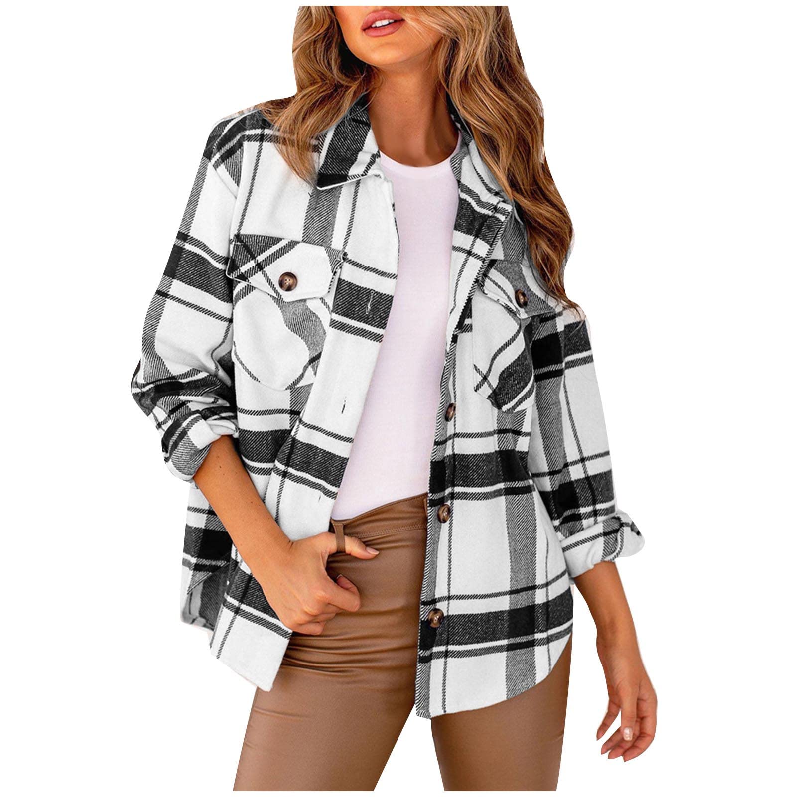 Women's Retro Plaid Blazer - Office & Casual Long Sleeve Jacket for Work & Outings