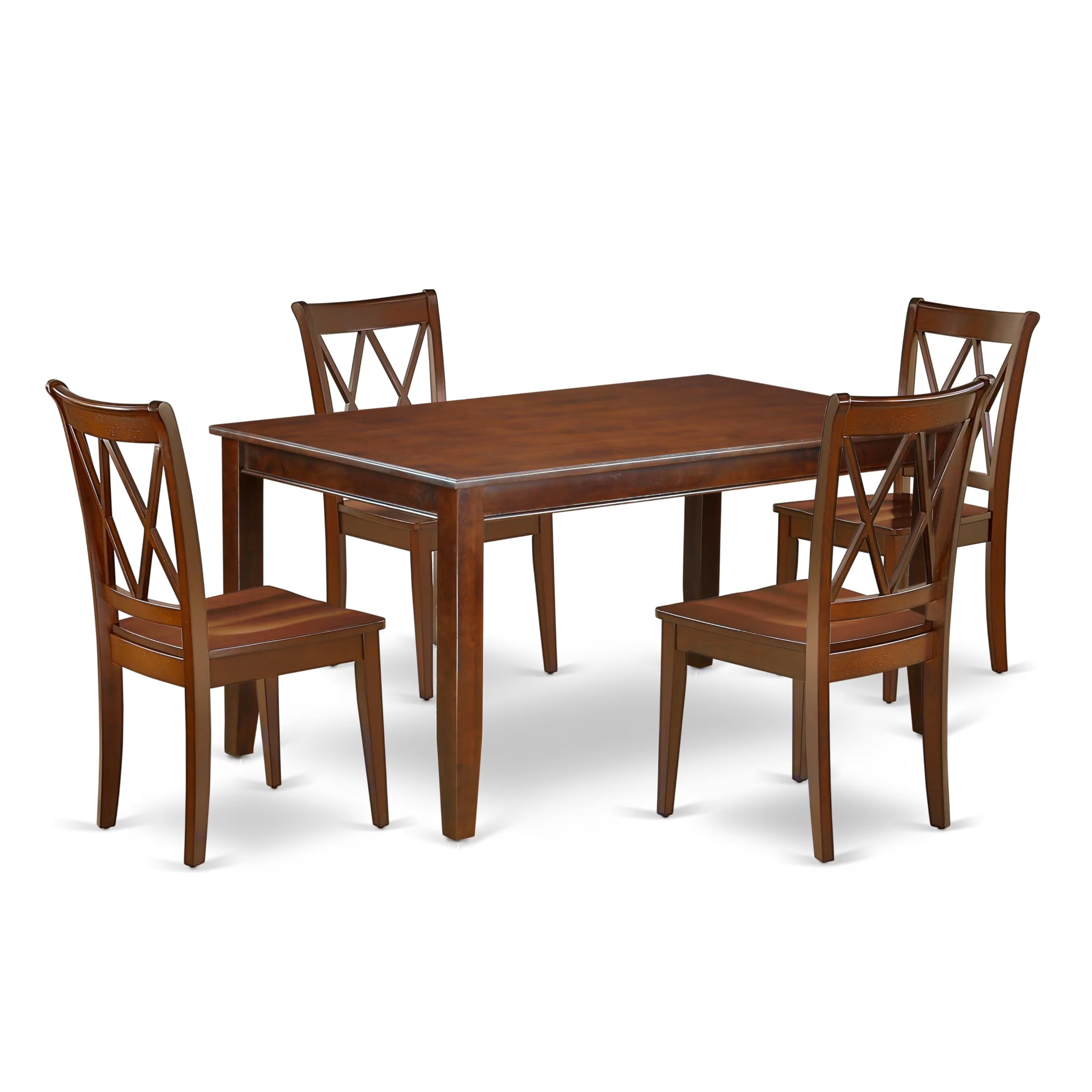 East West Furniture DUCL5-MAH-W 5-Piece Mahogany Dining Set with 36x60 Inch Rectangle Table & 4 Chairs - Perfect for Kitchen, Breakfast Nook & Small Dining Rooms