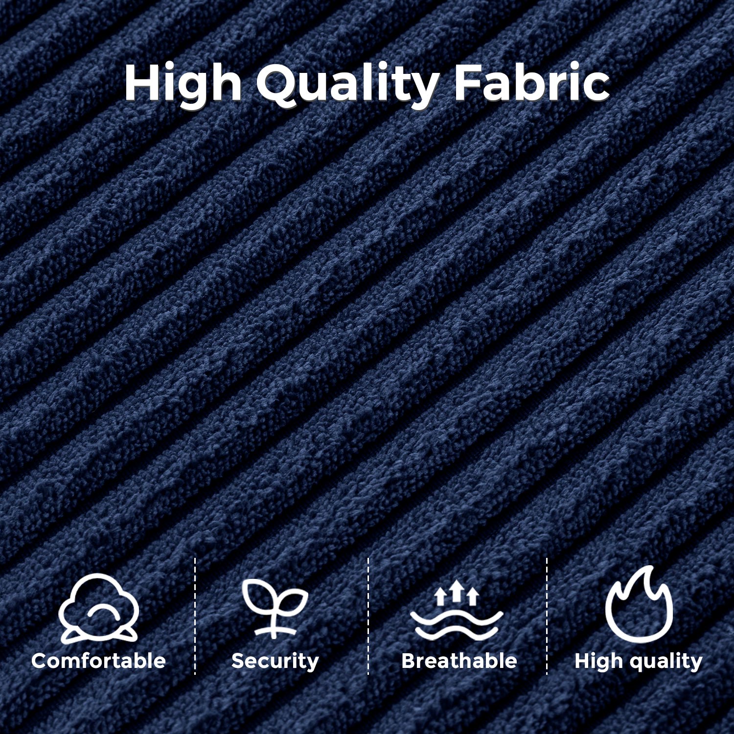 MAXYOYO Corduroy Folding Sofa Bed - Convertible Sleeper Chair with Pillow & Foldable Mattress, Navy Blue | Back Support for Living Room, Guest Room & Small Spaces