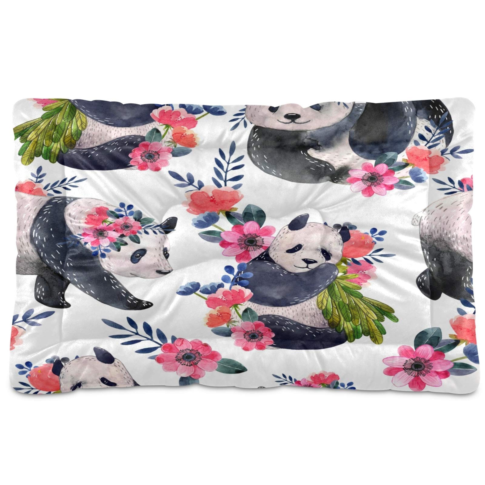 KEEPREAL Watercolor Panda Pet Bed - Ultra Soft Rectangle Dog & Cat Bed for Small to Medium Pets, 24x18 Inch - Calming Comfort for Puppies, Kittens & Indoor Pets