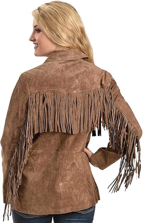 Authentic Western Cowgirl Suede Leather Jacket for Women | 100% Genuine Boar Hide Fringe Coat | Perfect for Rodeo, Country Music Festivals & Vintage Fashion
