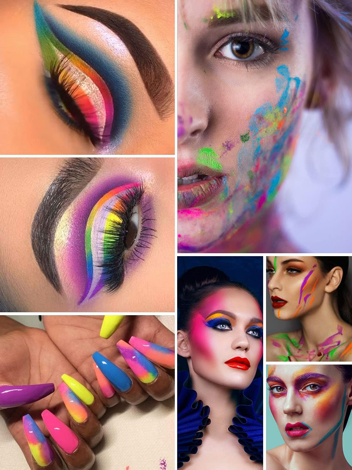 12 Colors Neon Pigment Eyeshadow & Nail Powder - Kalolary Fluorescent Makeup Set for Halloween, Acrylic Nail Art & Gradient Matte Polish | Perfect for Cosplay, Festival Makeup & DIY Nail Designs
