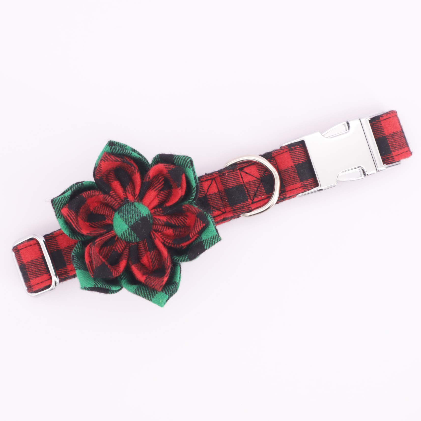 Festive Christmas Red Dog Collar with Flower - XS Size Holiday Pet Accessory for Small Dogs | Perfect Gift for Puppies & Female Dogs | Great for Holiday Photos, Parties & Special Occasions