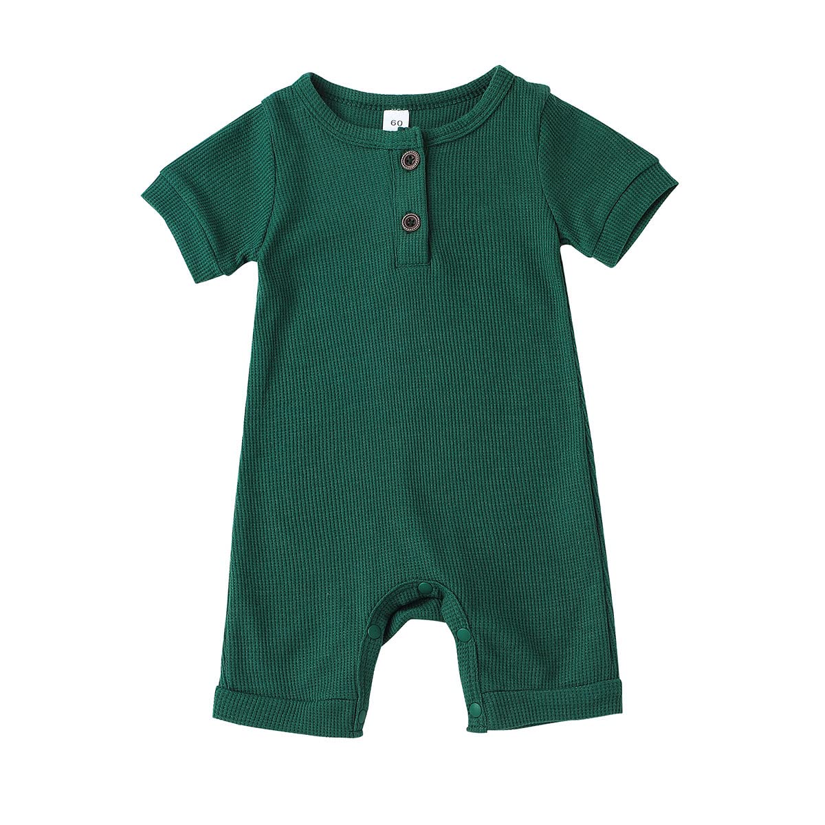 Unisex Newborn Baby Romper - Waffle Knitted Short Sleeve Jumpsuit for Boys & Girls | Soft Ribbed One-Piece Outfit for Summer | Perfect for Playdates, Beach Trips & Family Photos