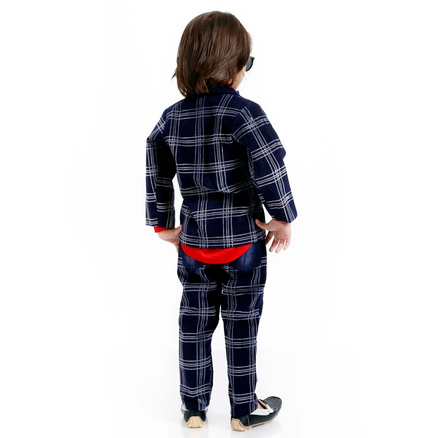 Stylish Indigo Plaid Full Suit Set for Men | Premium Formal & Business Attire | Perfect for Weddings, Office & Special Events