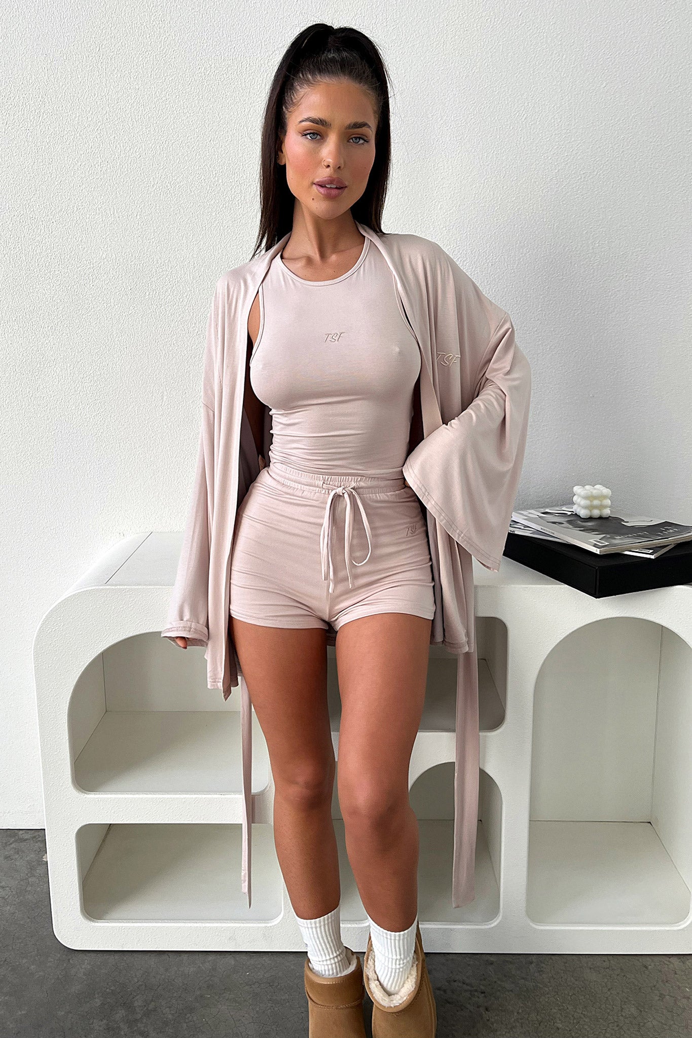 Alita Women's Soft Beige Robe - Cozy Bathrobe for Spa, Lounge & Home Relaxation