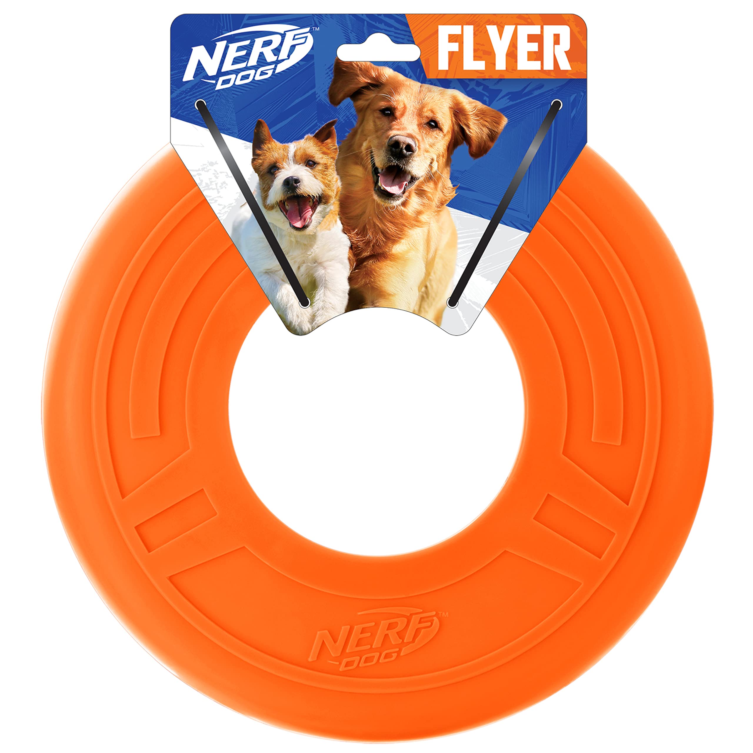 Nerf Dog Atomic Flyer - 10 Inch Durable Rubber Flying Disc Dog Toy for Medium & Large Breeds - Outdoor Fetch Toy for Active Dogs - Perfect for Beach, Park & Backyard Playtime