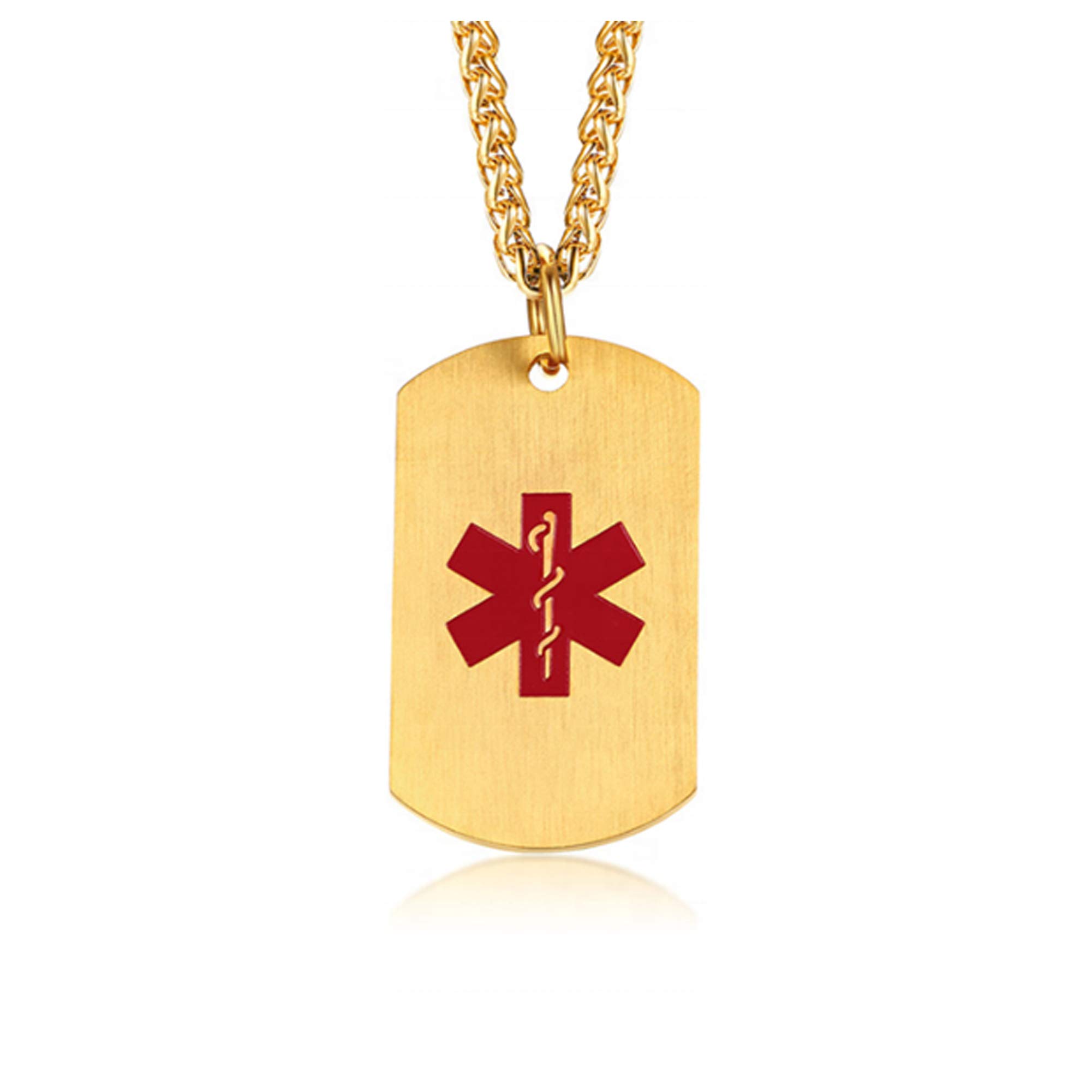 Custom Medical Alert ID Dog Tag Necklace for Women & Men - Stainless Steel Emergency ID Jewelry with Engraved Personal Info - Perfect for Allergies, Diabetes & Medical Conditions