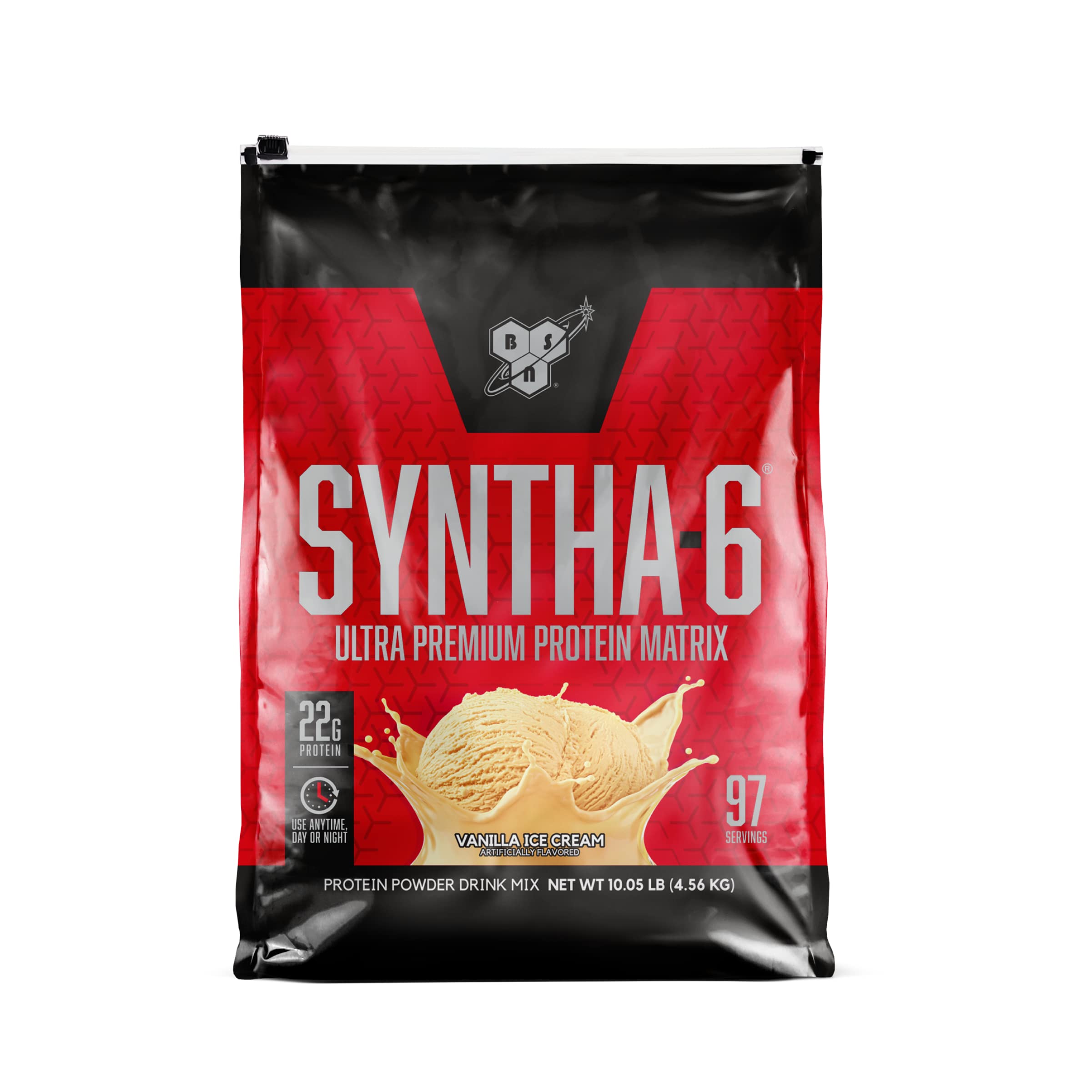 BSN SYNTHA-6 Whey Protein Powder - Vanilla Ice Cream Flavor | 5g BCAA, 22g Protein per Serving | Premium Blend with Micellar Casein & Milk Protein Isolate | 97 Servings (3.7 lbs) for Muscle Recovery & Post-Workout Nutrition | Ideal for Gym, Fitness & Bodybuilding