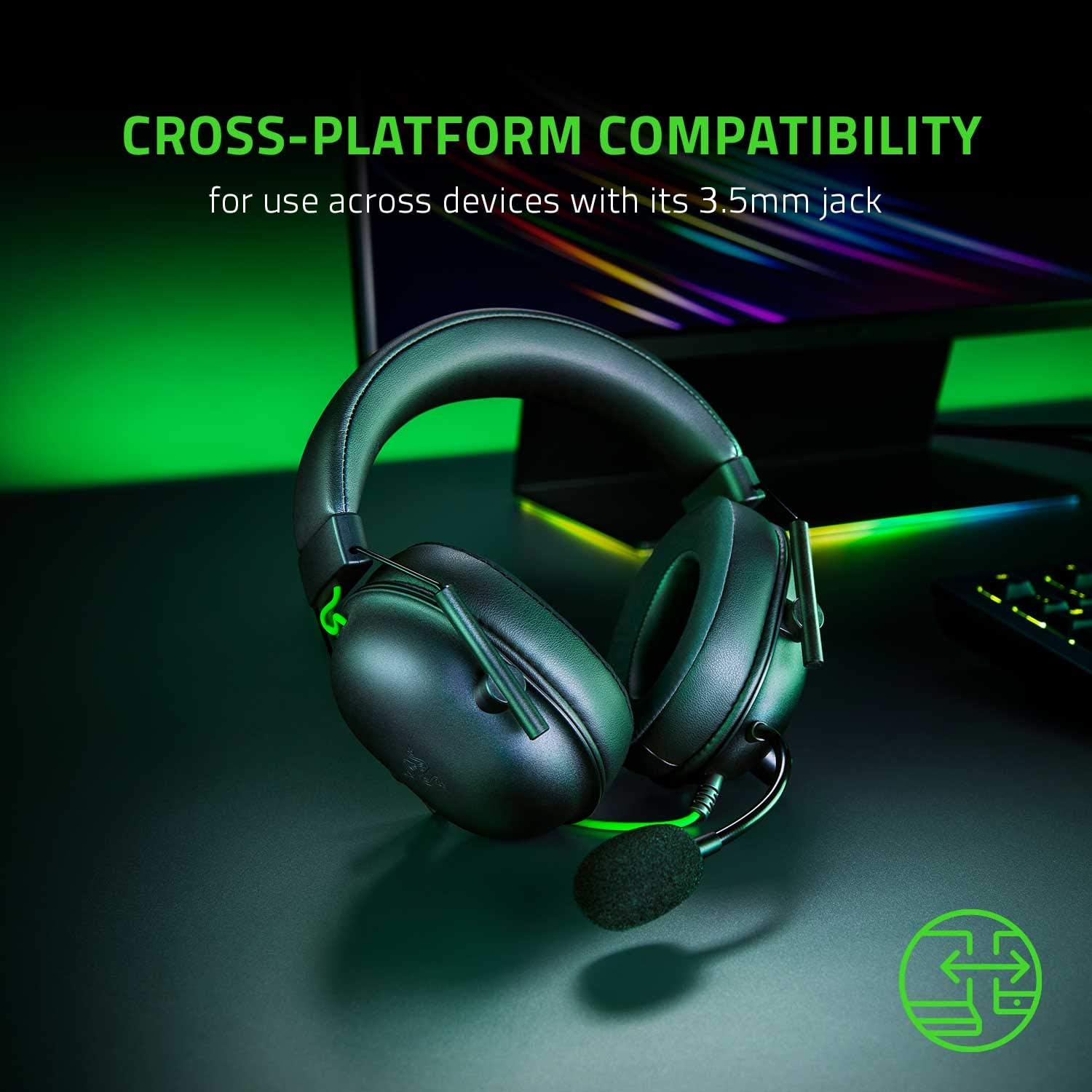 Razer BlackShark V2 X Gaming Headset with 7.1 Surround Sound, 50mm Drivers & Memory Foam Cushion - Compatible with PC, PS4, PS5, Nintendo Switch - 3.5mm Audio Jack (Black) - Perfect for Competitive Gaming, Streaming & Esports