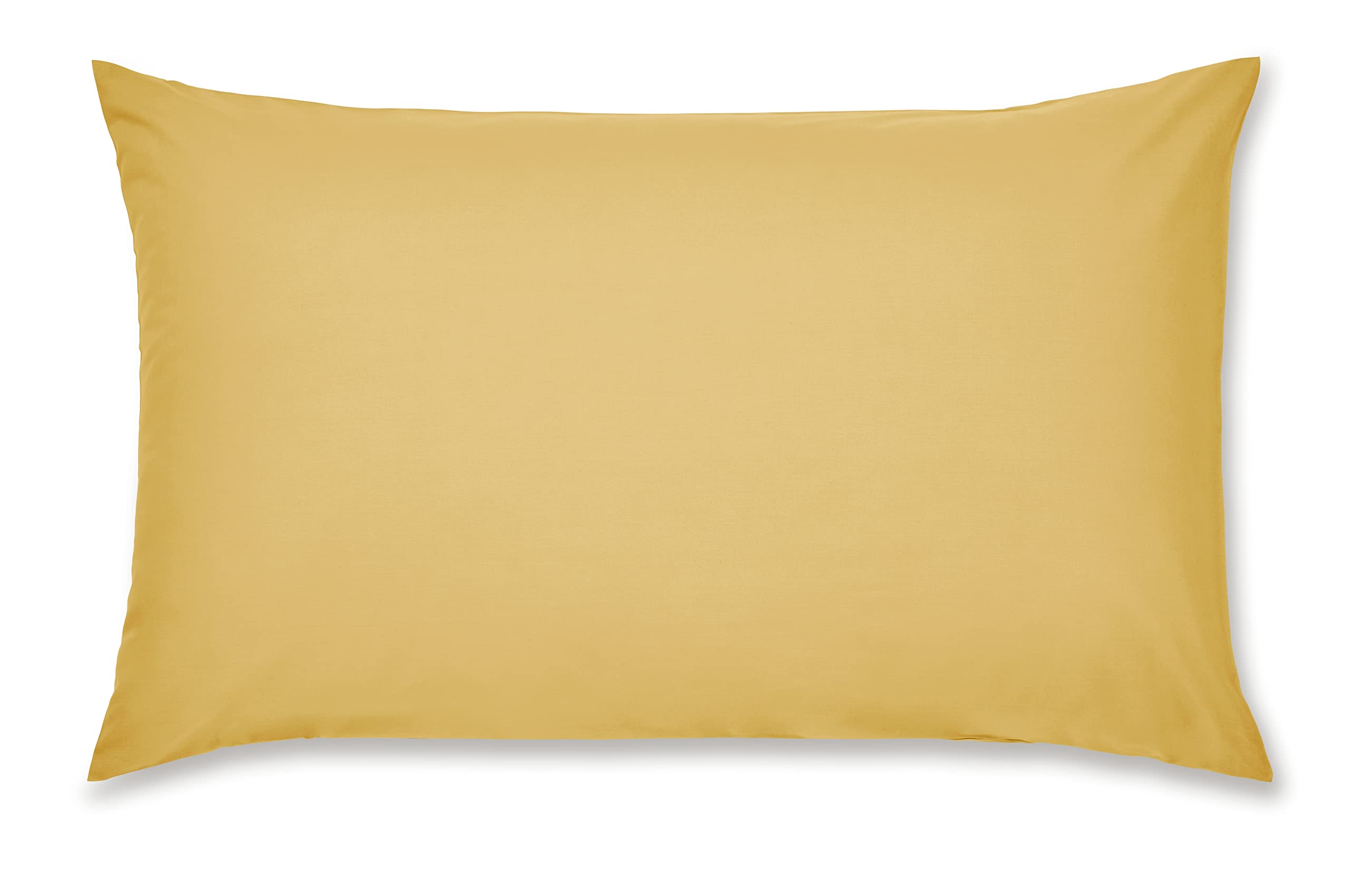 Catherine Lansfield Easy Iron Percale Pillowcases - Standard Size 50x75cm (Pack of 2) with Envelope Closure in Ochre | Premium Bedding for Hotels, Guest Rooms & Home Decor