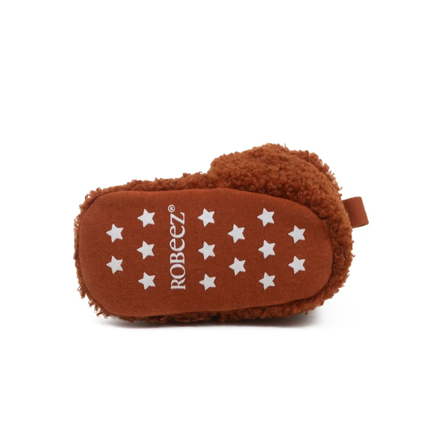 Robeez Sherpa Rust Snap Booties - Soft & Warm Baby Booties for Winter - Perfect for Indoor & Outdoor Use
