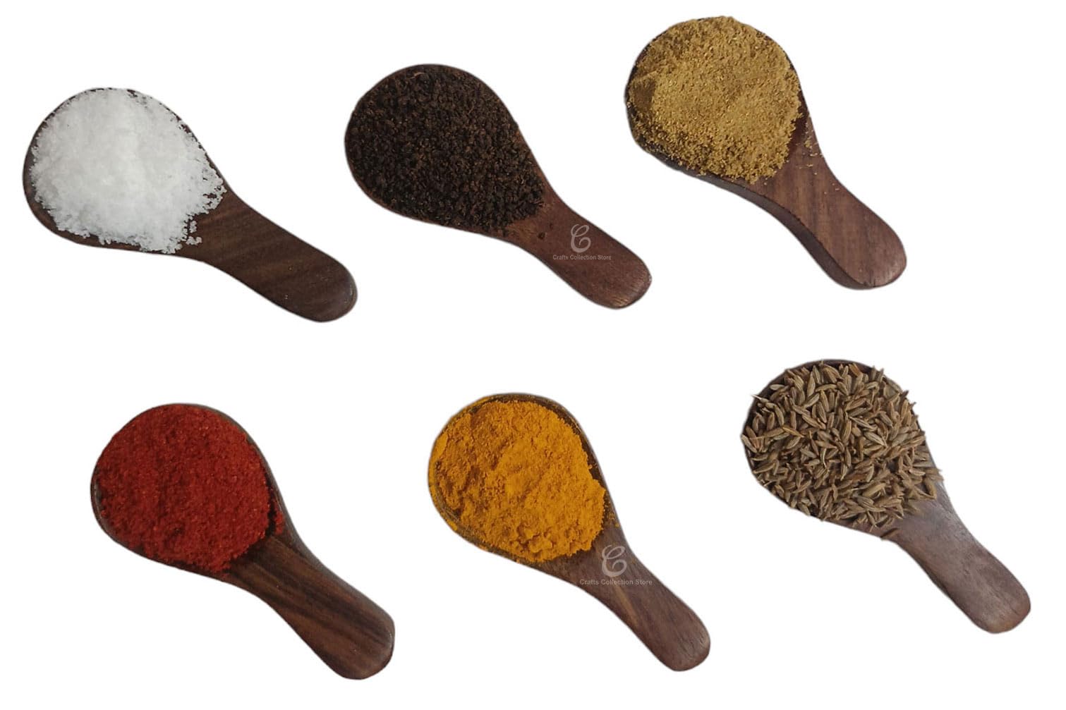 Handmade Wooden Masala Spoon Set of 6 - Natural Tea Coffee Sugar Spice Scoop for Small Jars & Containers | Perfect for Kitchen, Pantry Organization & Spice Measuring