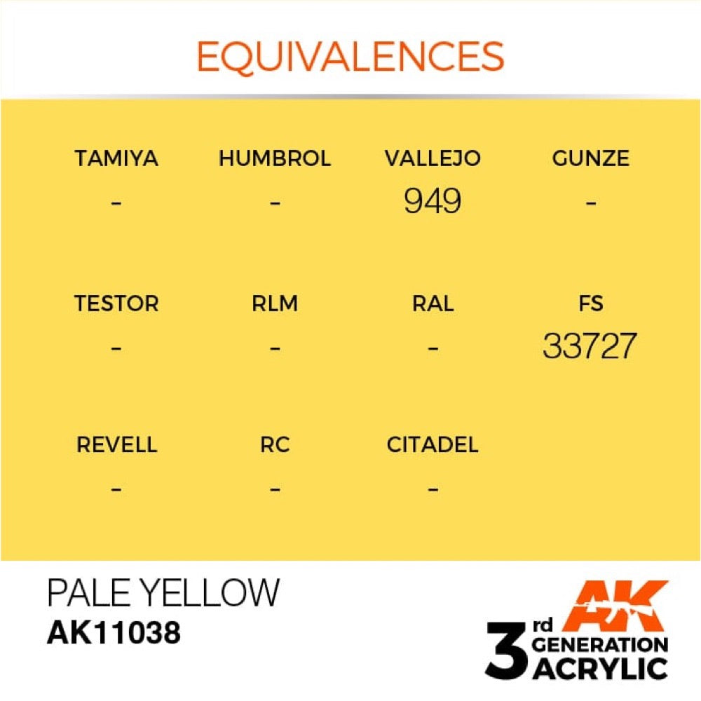 AK Interactive AK11038 Pale Yellow Acrylic Paint - 17ml Bottle (3rd Gen) for Scale Models, Miniatures & Dioramas - Perfect for Military, Aircraft & Figure Painting
