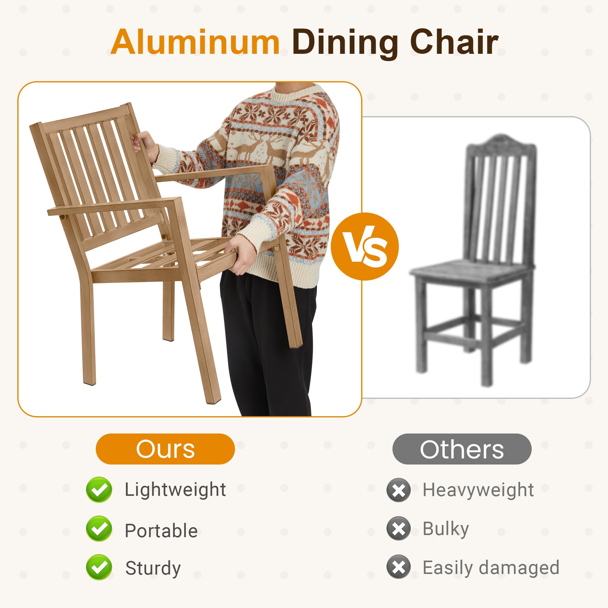 RoyalCraft Aluminum 6-Piece Patio Dining Set - Outdoor Dining Table with 4 Chairs & Bench - Weather-Resistant Brown Patio Furniture with Removable Cushions - Perfect for Garden, Backyard, Lawn & Outdoor Entertaining