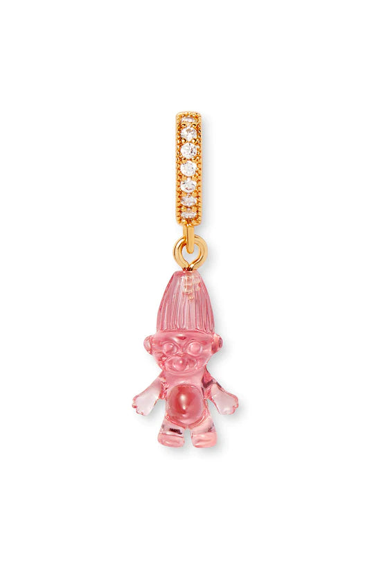 Norwegian Lucky Troll Translucent Pendant with Pave Gold Connector - Perfect for Necklaces, Bracelets & Gift Giving