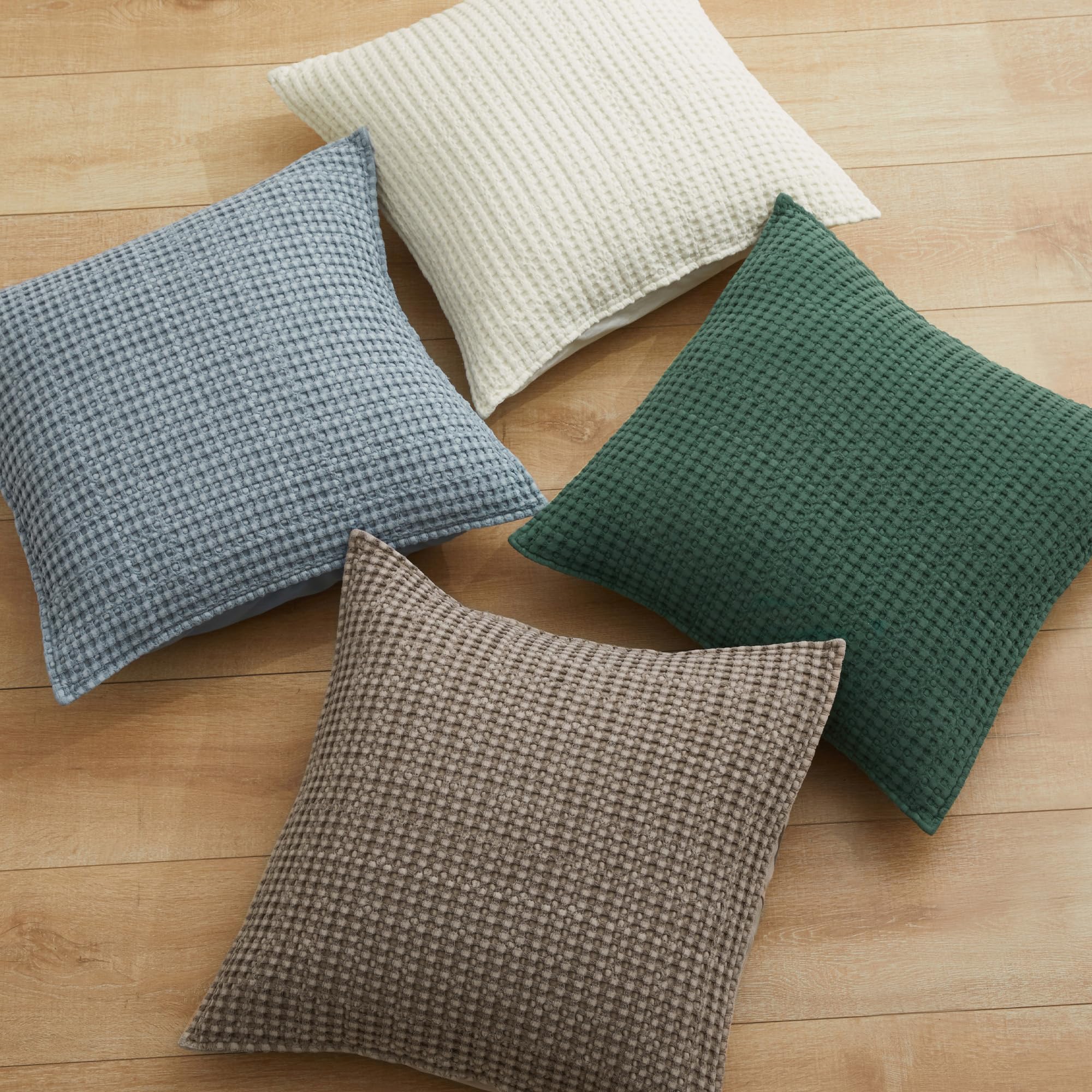 Levtex Home Mills Waffle Decorative Throw Pillow 20x20 Inches - Soft Polyester Filled Forest Green Cushion - Perfect for Sofa, Bed & Home Decor