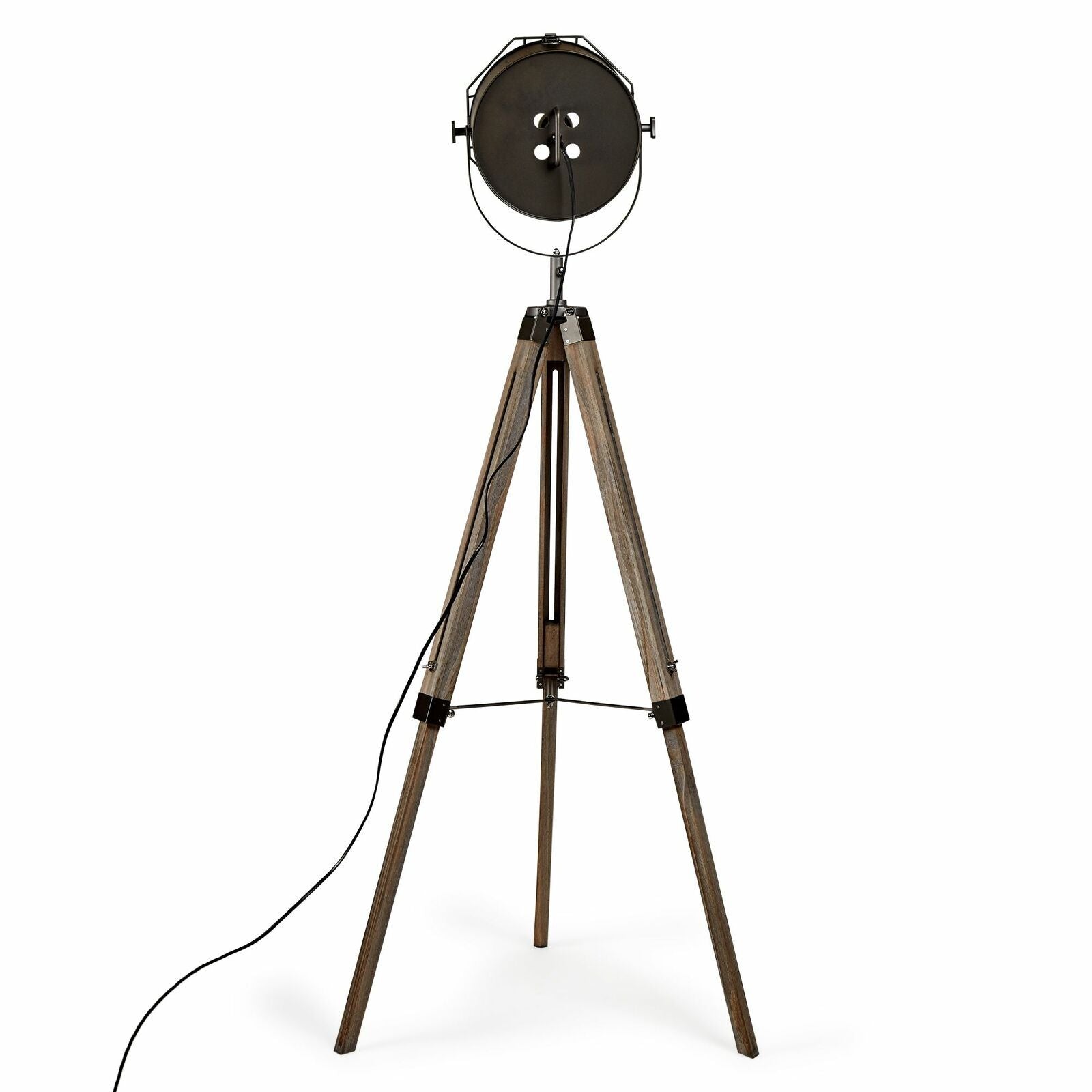 153cm Nautical Tripod Floor Lamp with Matte Grey Head - Adjustable Spotlight for Living Room, Bedroom, or Office Lighting Decor