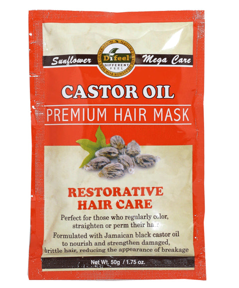 Premium Difeel Castor Oil Hair Mask - 50g Deep Conditioning Treatment for Dry, Damaged Hair - Perfect for Home Hair Care & Salon-Quality Results
