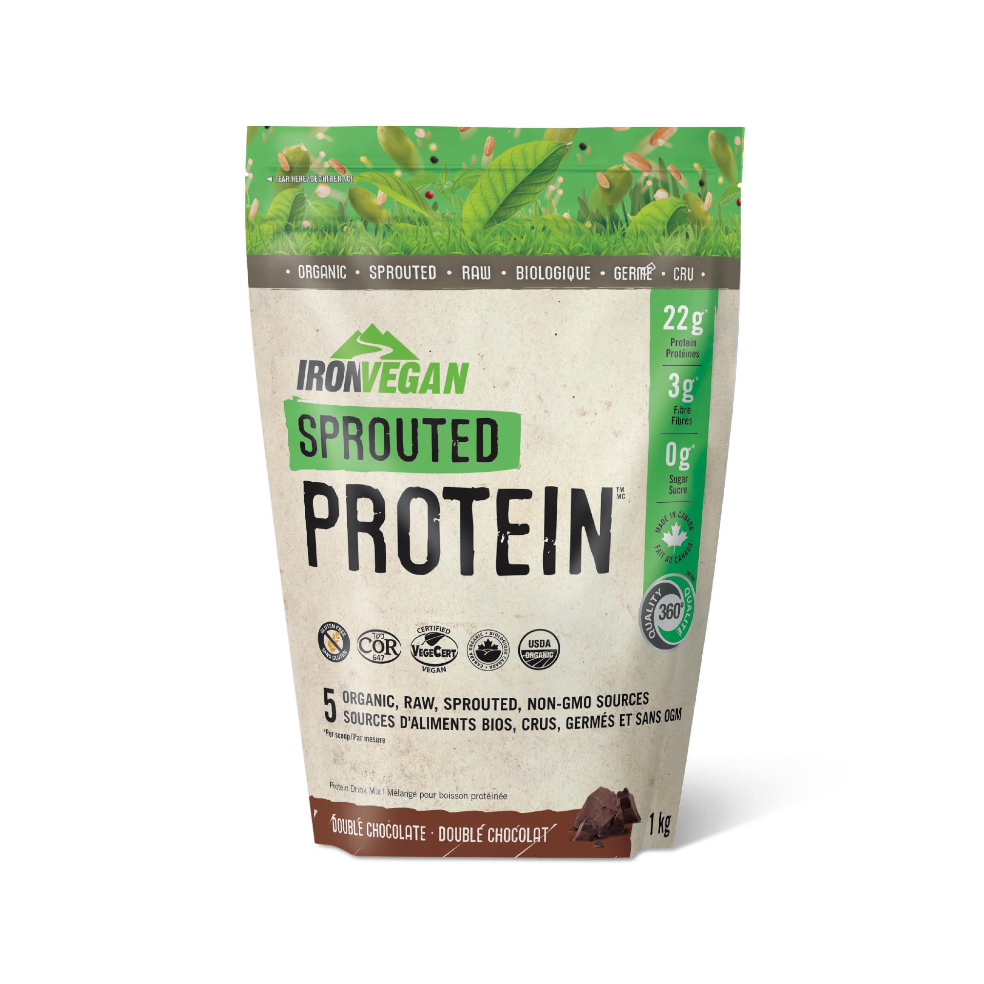 Organic Sprouted Chocolate Protein Powder - 1000g | Plant-Based Vegan Protein for Muscle Recovery & Weight Loss | Perfect for Smoothies, Baking & Post-Workout Shakes