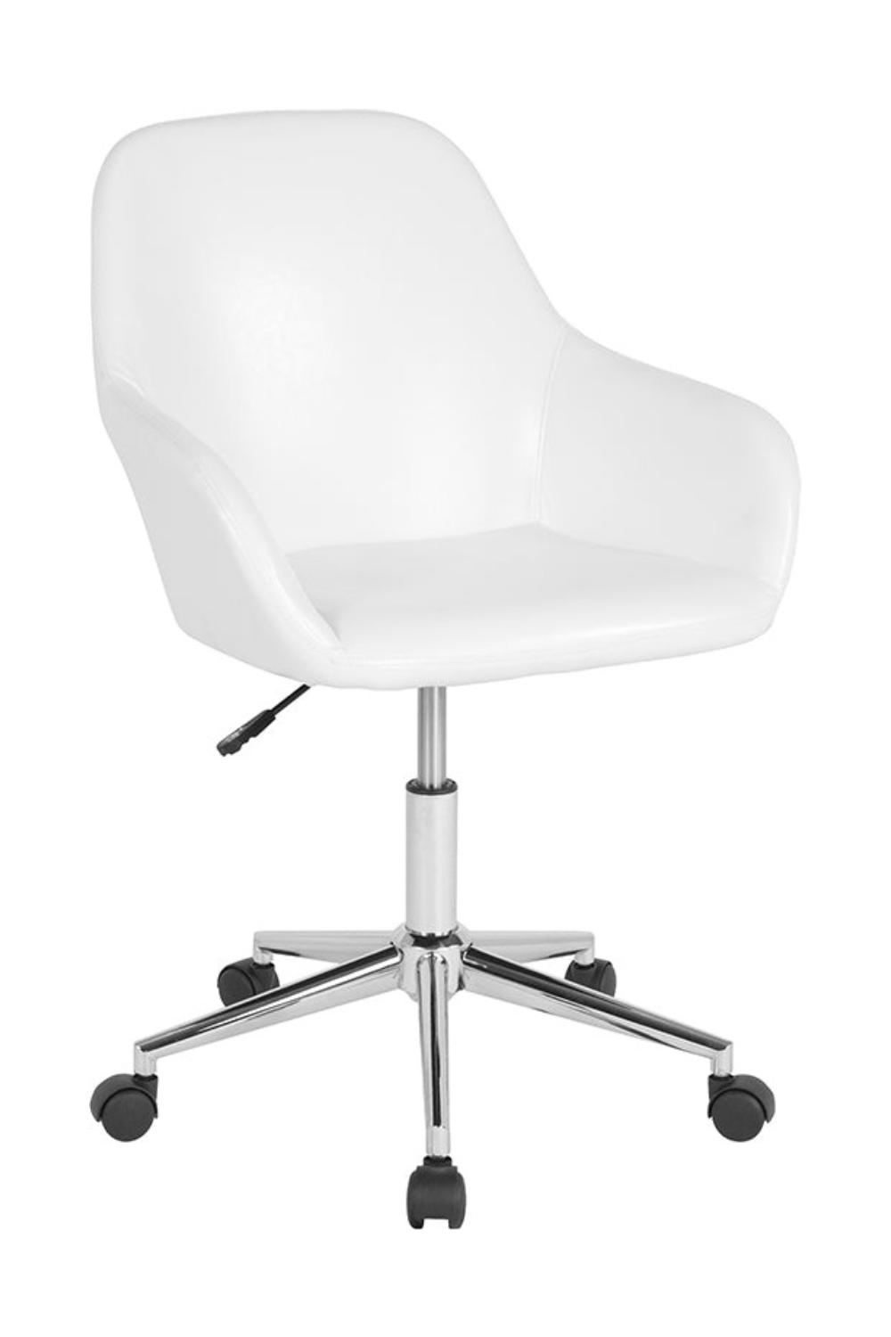 Premium Black Leather FLASH Cortana Mid Back Chair - Ergonomic Home & Office Desk Chair for Comfortable Working, Studying, and Gaming