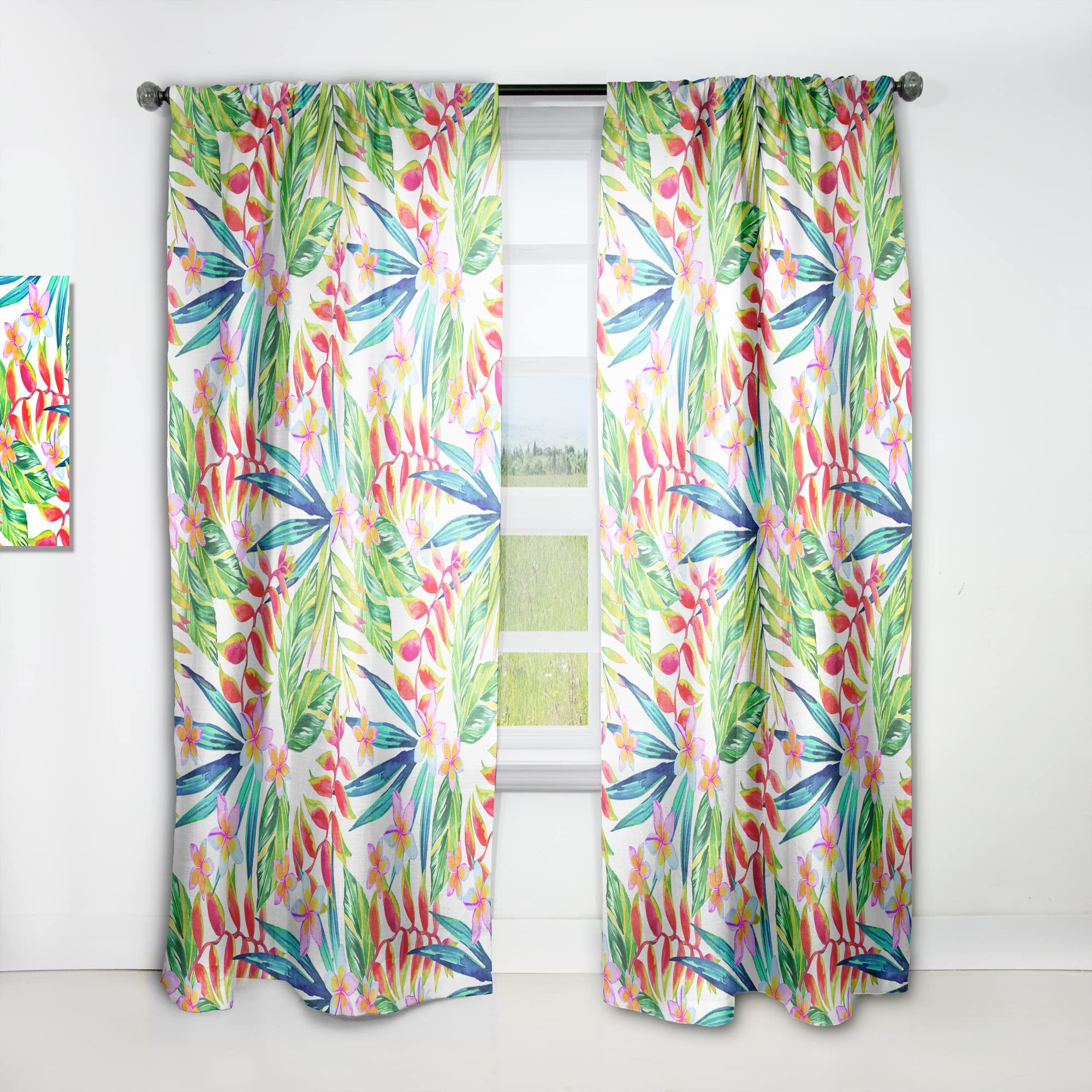 DesignQ Viviv Blossoming Tropical Jungle Flowers Thermal Insulated Curtains - 52x90 Inches Single Panel for Bedroom & Living Room - Perfect for Home Decor, Privacy & Energy Efficiency
