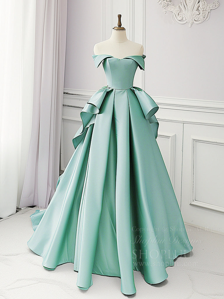 Elegant A-Line Blue Satin Long Prom Dress for Women - Formal Evening Gown for Homecoming, Wedding Guest & Special Occasions