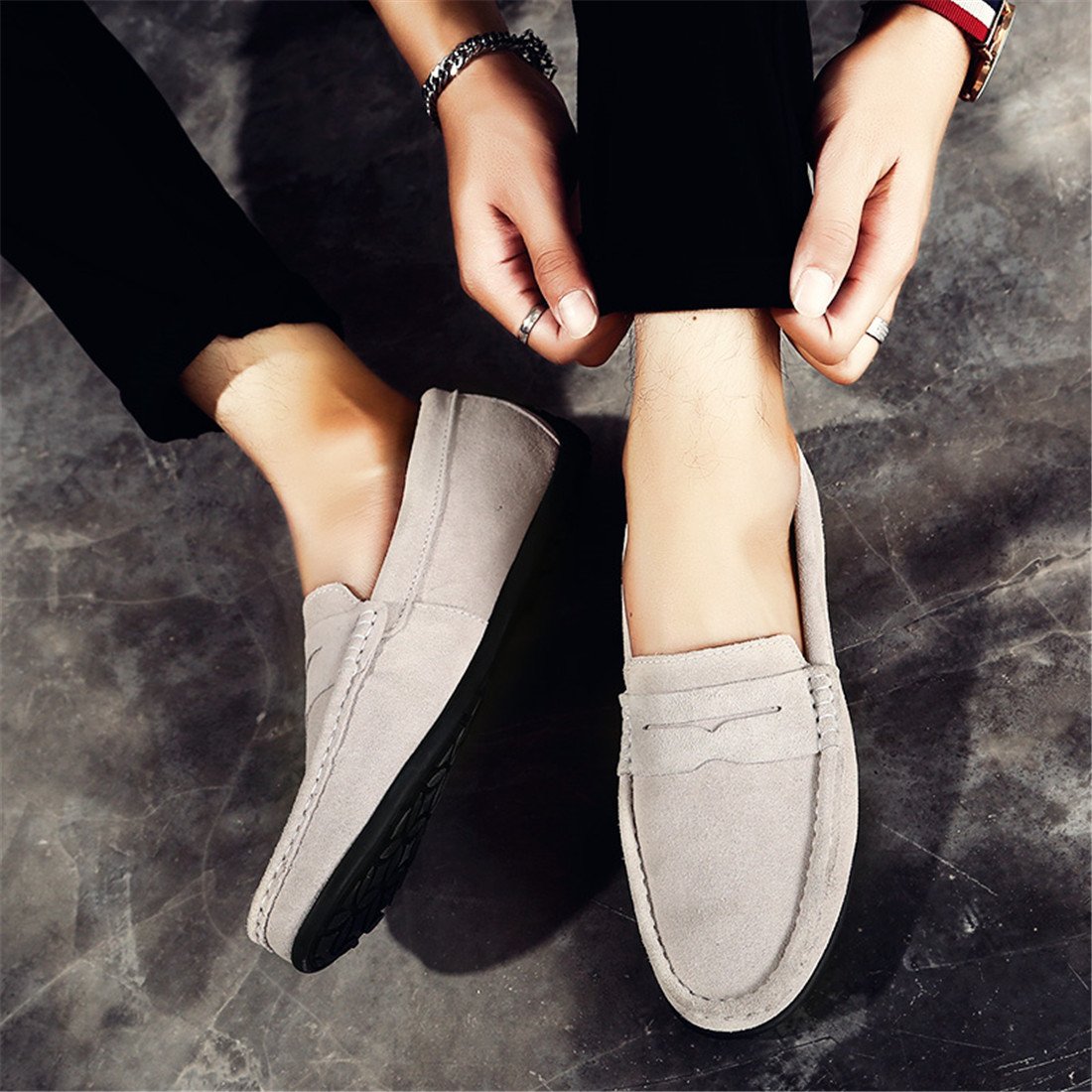 Stylish Men's Suede Leather Penny Loafers - Comfortable Slip-On Driving Moccasins & Boat Shoes for Casual Wear, Office, and Outdoor Activities