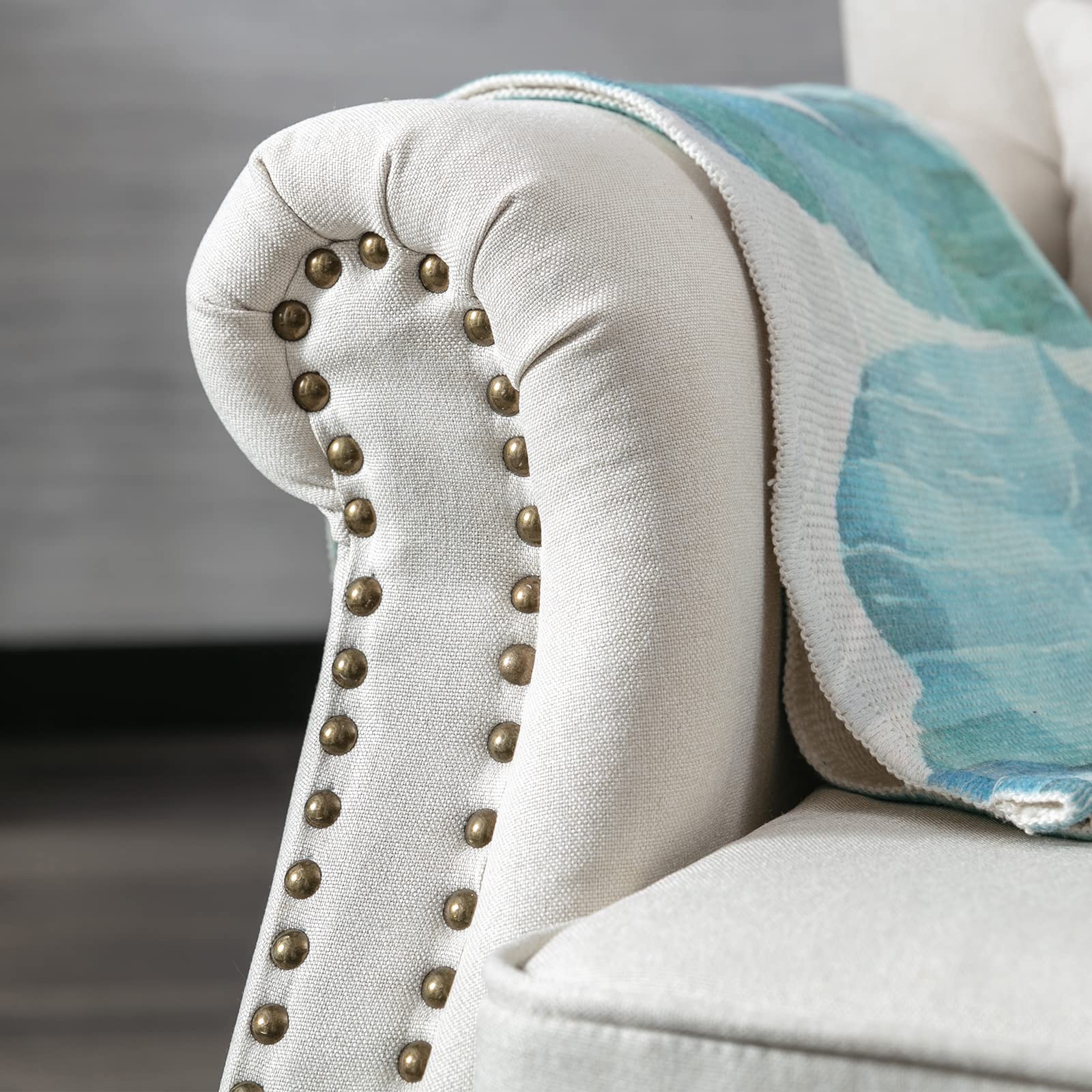 Mid-Century Modern Accent Reading Armchair - Comfy Wingback Club Chair with Button Tufted Back & Lumbar Pillow for Living Room, Bedroom, Office | Linen Beige Sofa Chair | Perfect for Reading Nooks, Cozy Corners & Waiting Areas