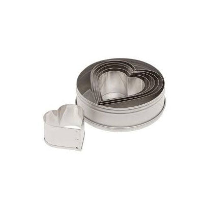 ATECO Stainless Steel Heart Cutters Set of 6 - Perfect for Baking, Cake Decorating, and Valentine's Day Cookies