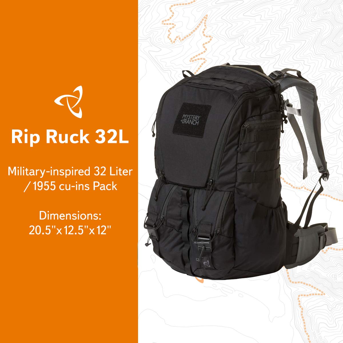 Mystery Ranch Rip Ruck 32L Tactical Backpack - Durable Military Inspired Daypack for Hiking, Travel & EDC (L/XL Size, Black) | Perfect for Outdoor Adventures, Commuting & Tactical Gear Organization