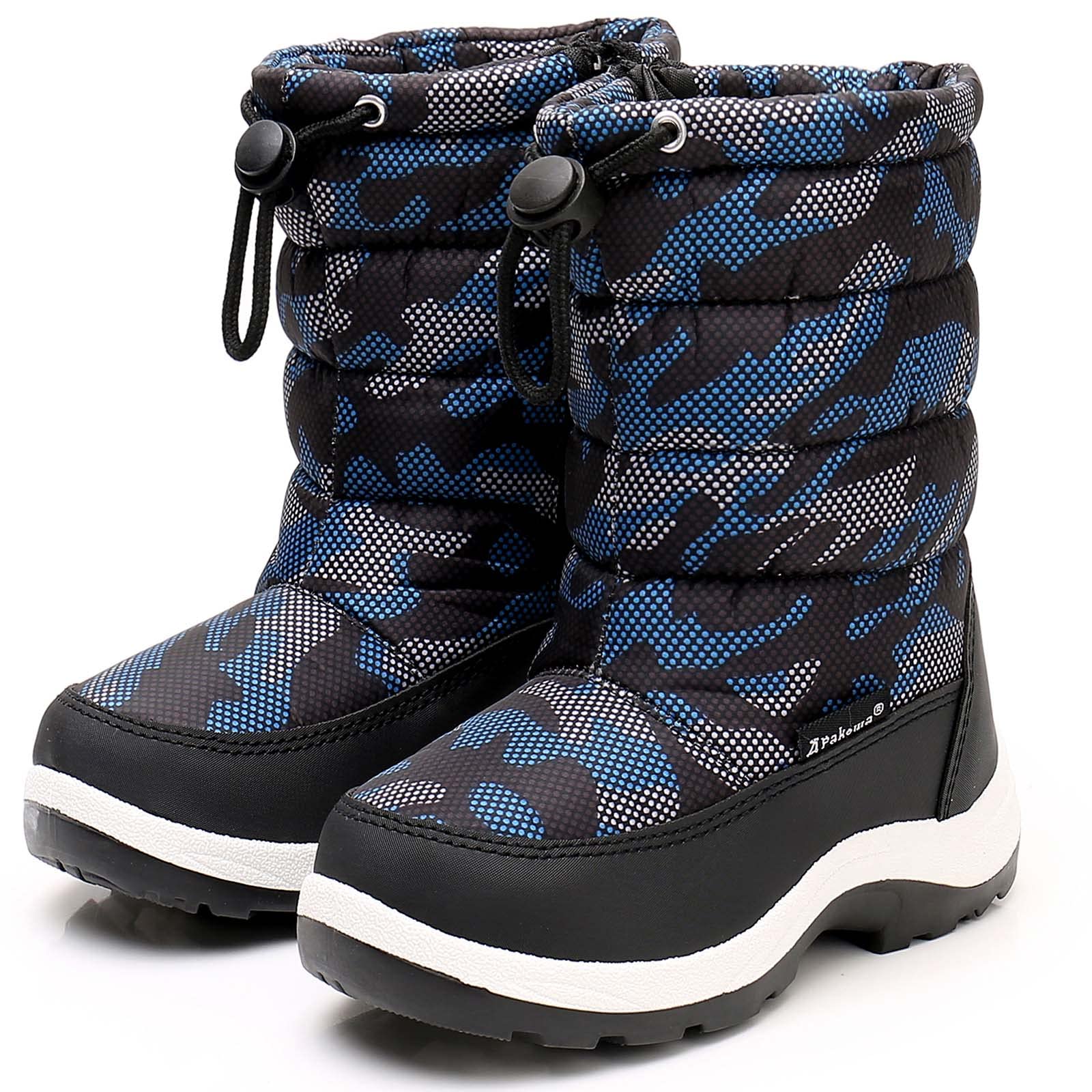Apakowa Waterproof Winter Snow Boots for Kids - Cold Weather & Water Resistant (Toddler, Little Kid, Big Kid) | Perfect for Snow Play, Outdoor Adventures & School Winter Activities