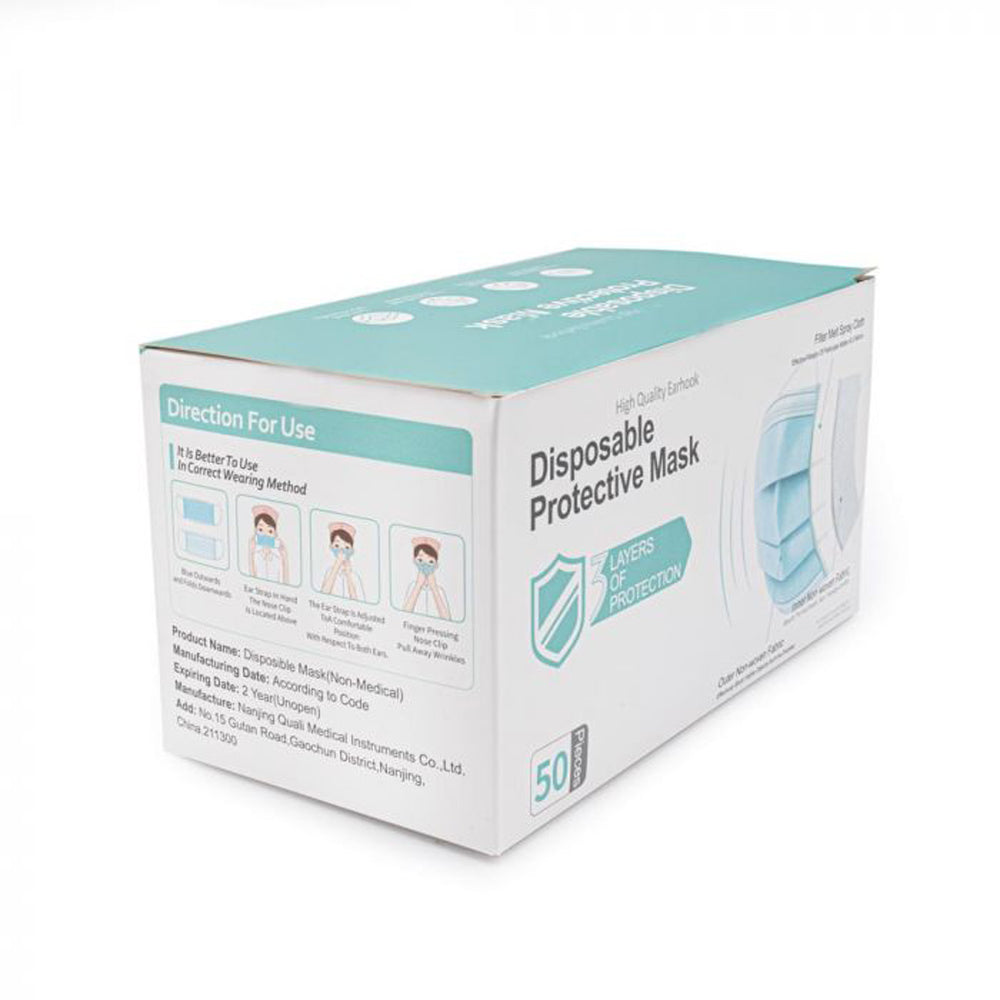 50 Pack Blue Disposable Face Masks - 3 Ply Breathable Protection for Daily Use, Travel & Public Safety | FDA Approved Dust & Pollen Filter