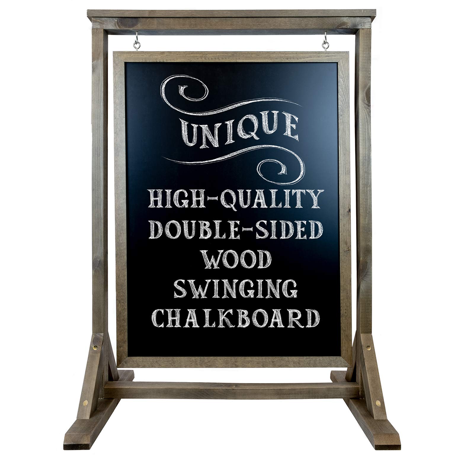 Rustic Handcrafted Wooden Chalkboard Sign - Double Sided Display for Sidewalk Messages | Alternative to A-Frame & Sandwich Board Signs | Use with Chalk or Liquid Chalk Markers | Perfect for Cafés, Restaurants & Retail Store Promotions