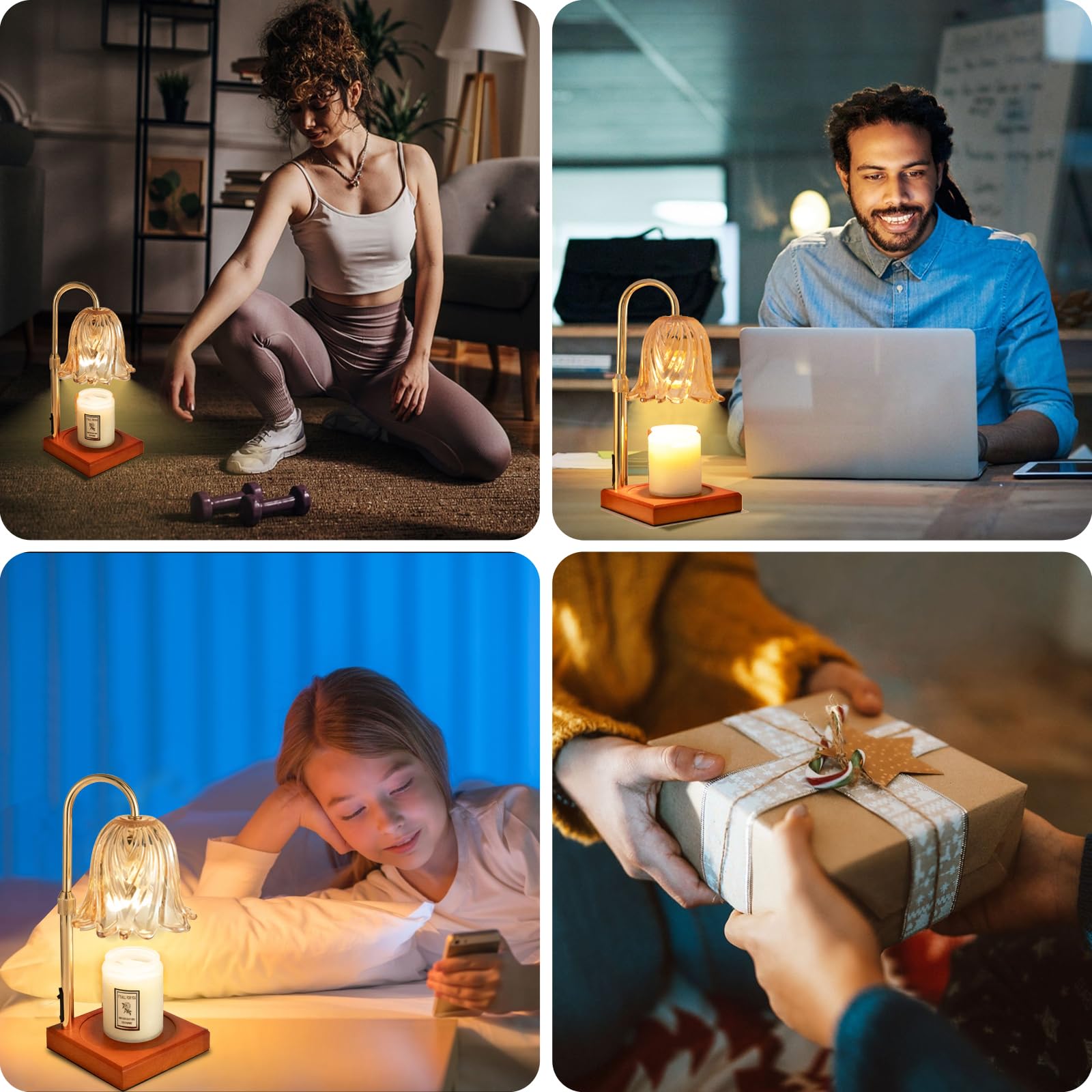 Dimmable Candle Warmer Lamp with Timer - Perfect Mothers Day & Birthday Gift for Women, Housewarming Present, Home Decor Wax Warmer for Jar Candles (Includes 2 Bulbs) - Ideal for Relaxation, Romantic Ambiance & Aromatherapy