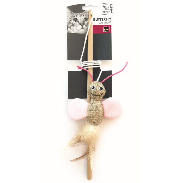 Interactive Cat Toy - M PETS Play Butterfly Wand for Kittens & Adult Cats - Fun Feather Teaser for Indoor Play & Exercise - Perfect for Bonding & Stimulation