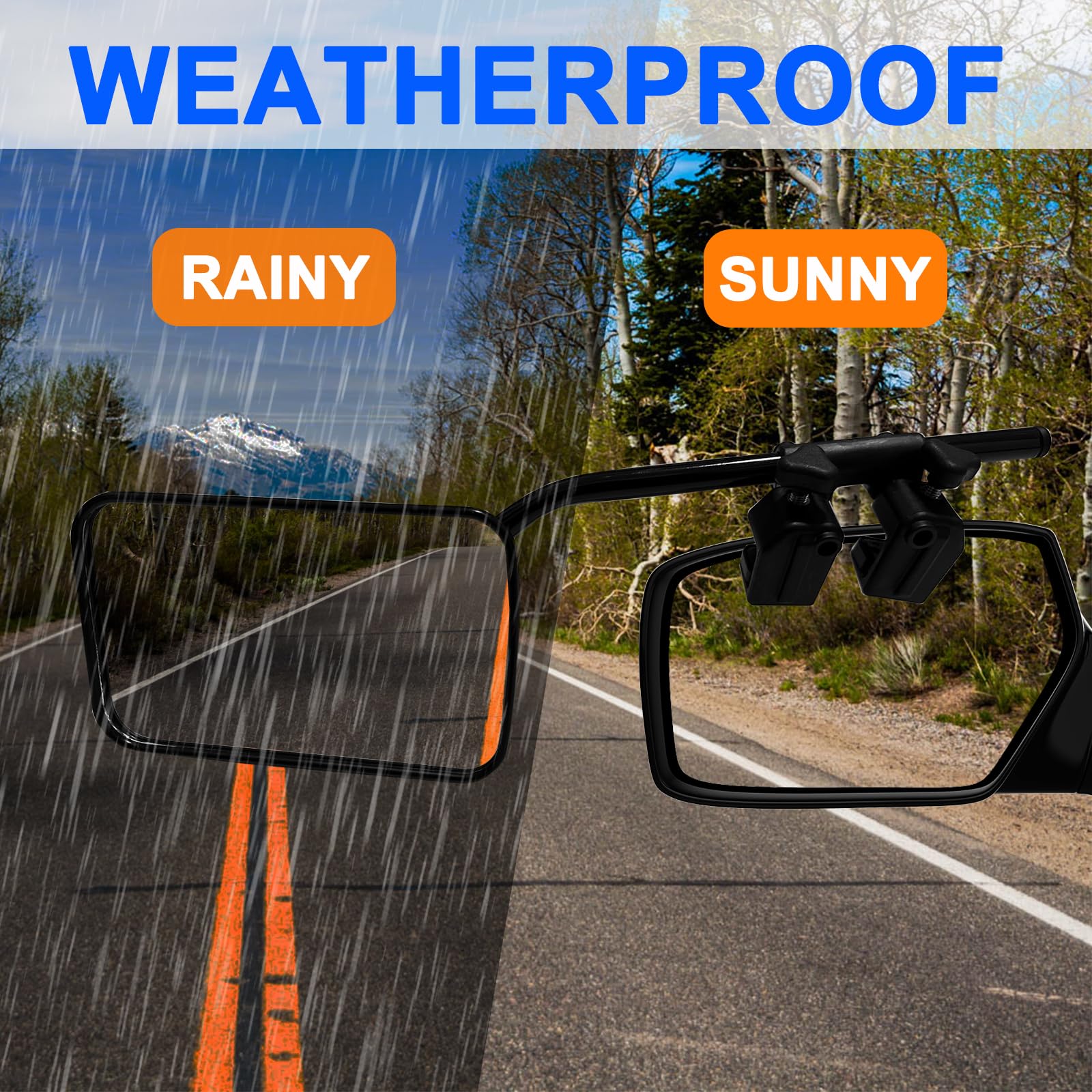 Universal Clip-On Towing Mirrors 1 Pair - 360° Adjustable External Mirror Extensions for Caravan, Truck & Trailer - Perfect for Safe Towing & Enhanced Rear Visibility While Driving