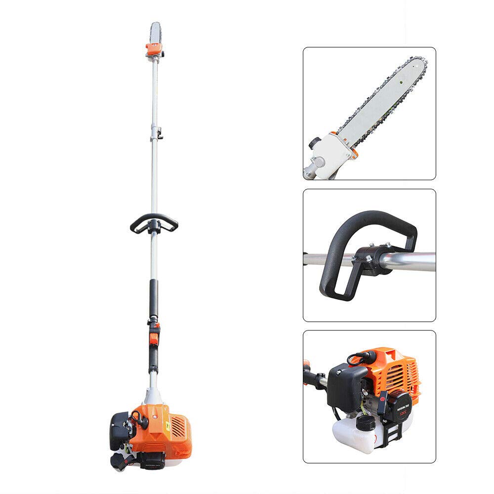 52CC 2 Stroke Gas Pole Chainsaw - 90.55 Inch Lightweight Cordless Tree Trimmer for High Branch Cutting, Pruning & Trimming | Single Cylinder Air-Cooled Chainsaw for Orchard, Garden & Yard Maintenance | Perfect for Landscaping, DIY Tree Care & Professional Use