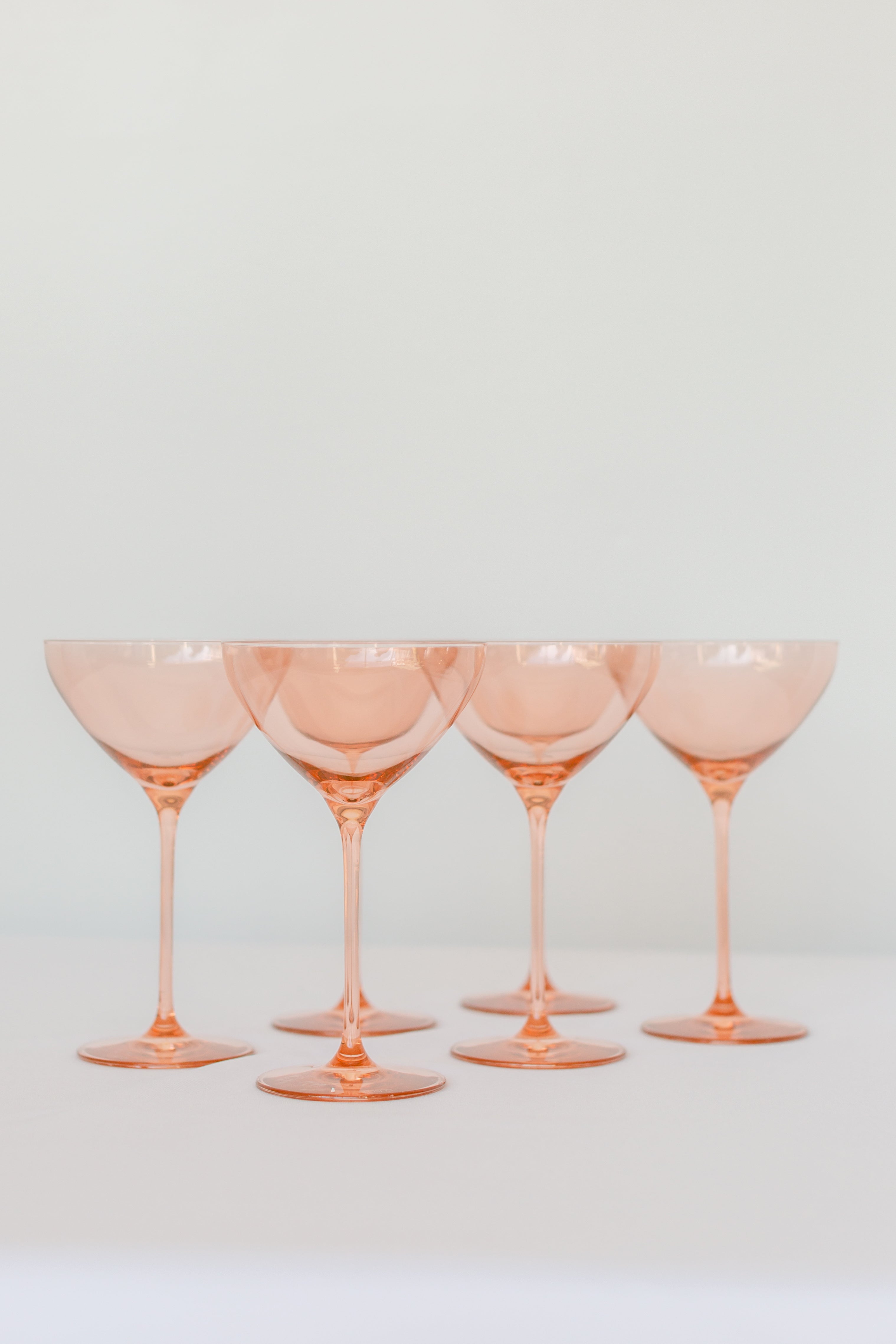 Estelle Colored Martini Glass Set of 6 - Blush Pink | Elegant Cocktail Glasses for Parties, Weddings & Home Bar Decor