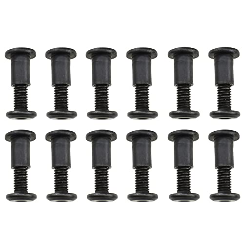 Baby Crib Screws M6x20mm - Black Carbon Steel Hex Drive Fasteners for Bookcase & Furniture Assembly (12 Sets)