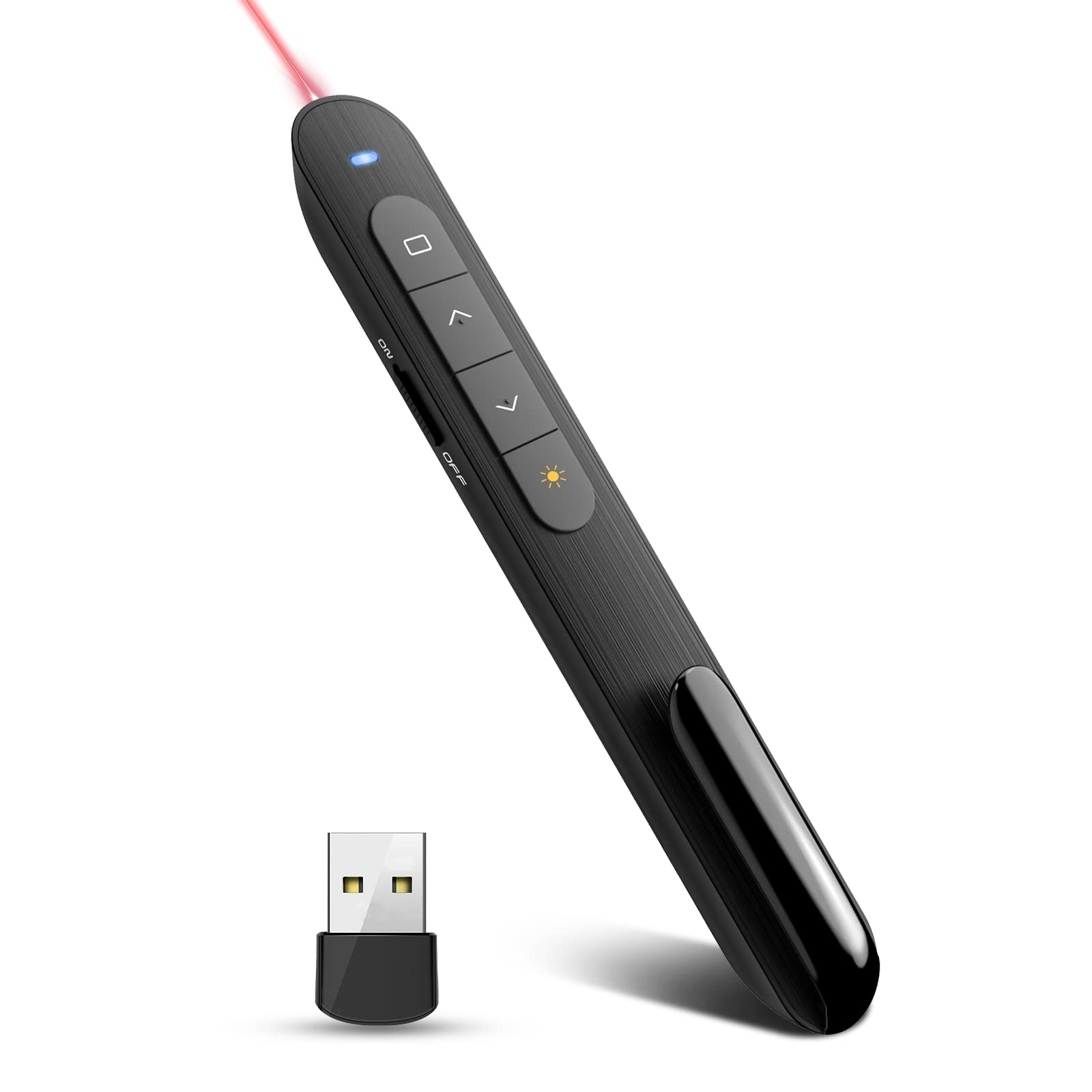 Wireless Presentation Clicker with Laser Pointer - PowerPoint Remote for Mac, Keynote, Laptop, Computer - Ideal for Business Meetings, Classroom Teaching, and Online Presentations